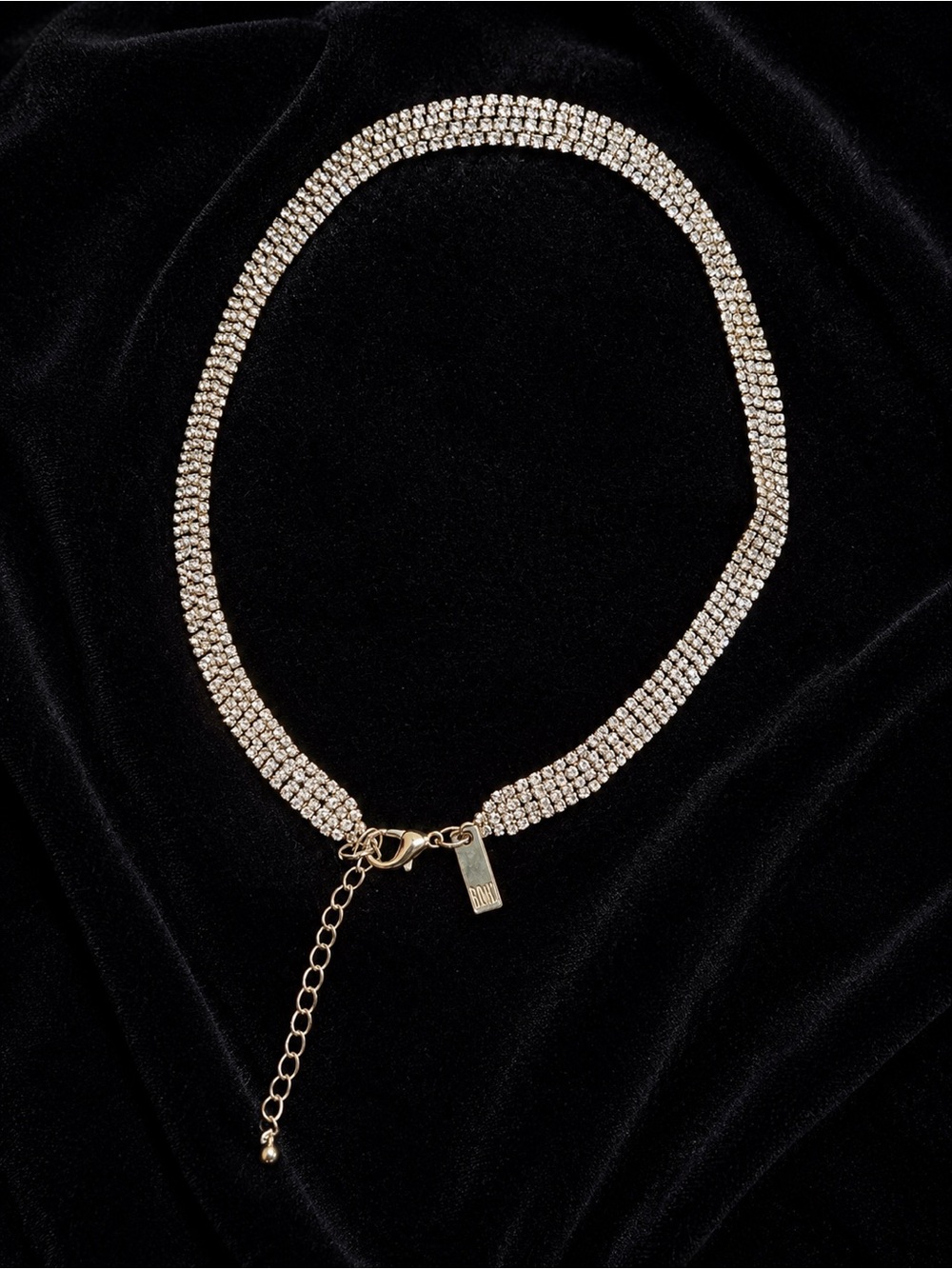 INC International Concepts Gold Crystal Pavé Multi-Row Necklace Choker NEW